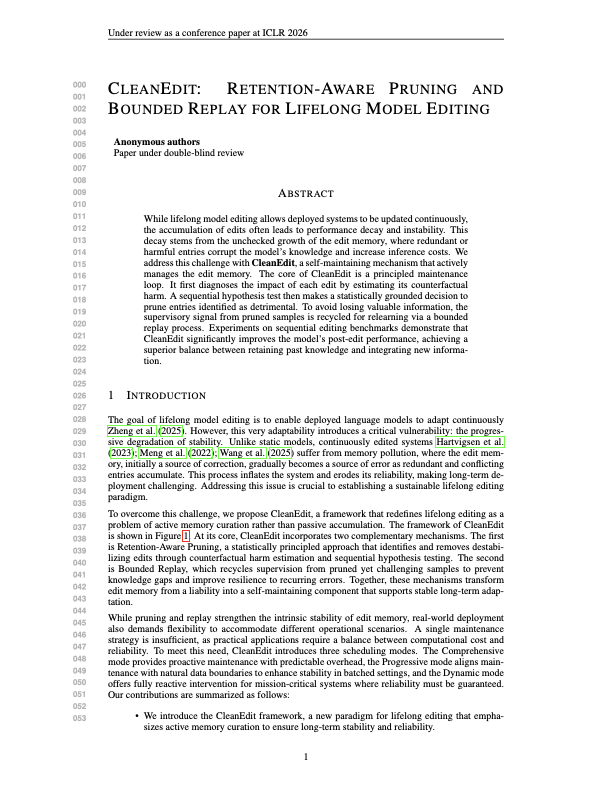 Memory Pruning: CleanEdit